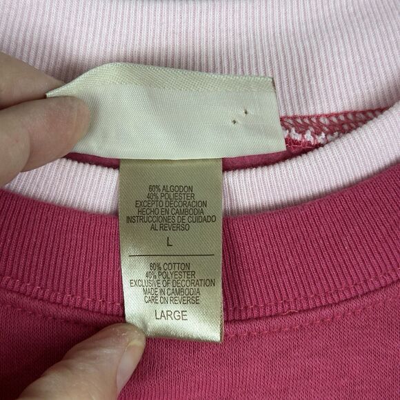 Vtg Grandmas Love Novelty Sweatshirt Women Large Pink Embroidered Crewneck 90s - Picture 8 of 11